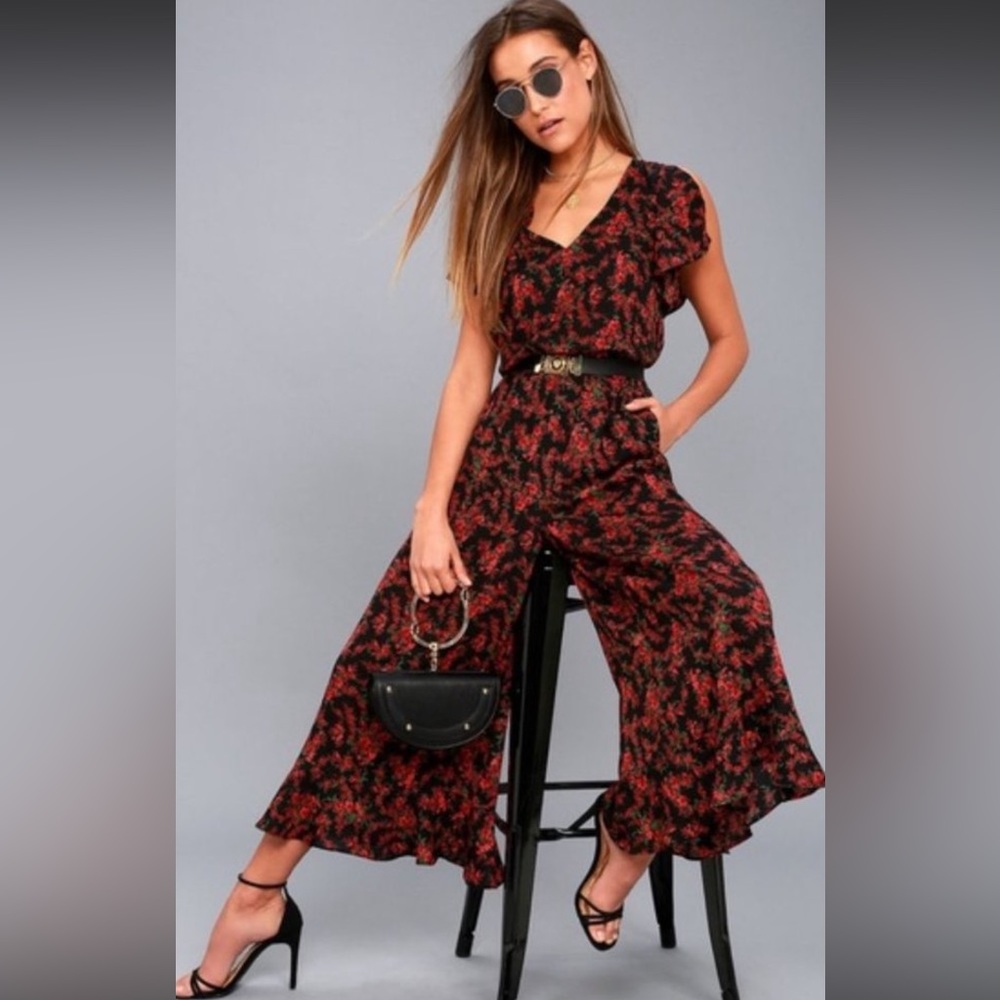 Jack by BB Dakota black and red floral jumpsuit